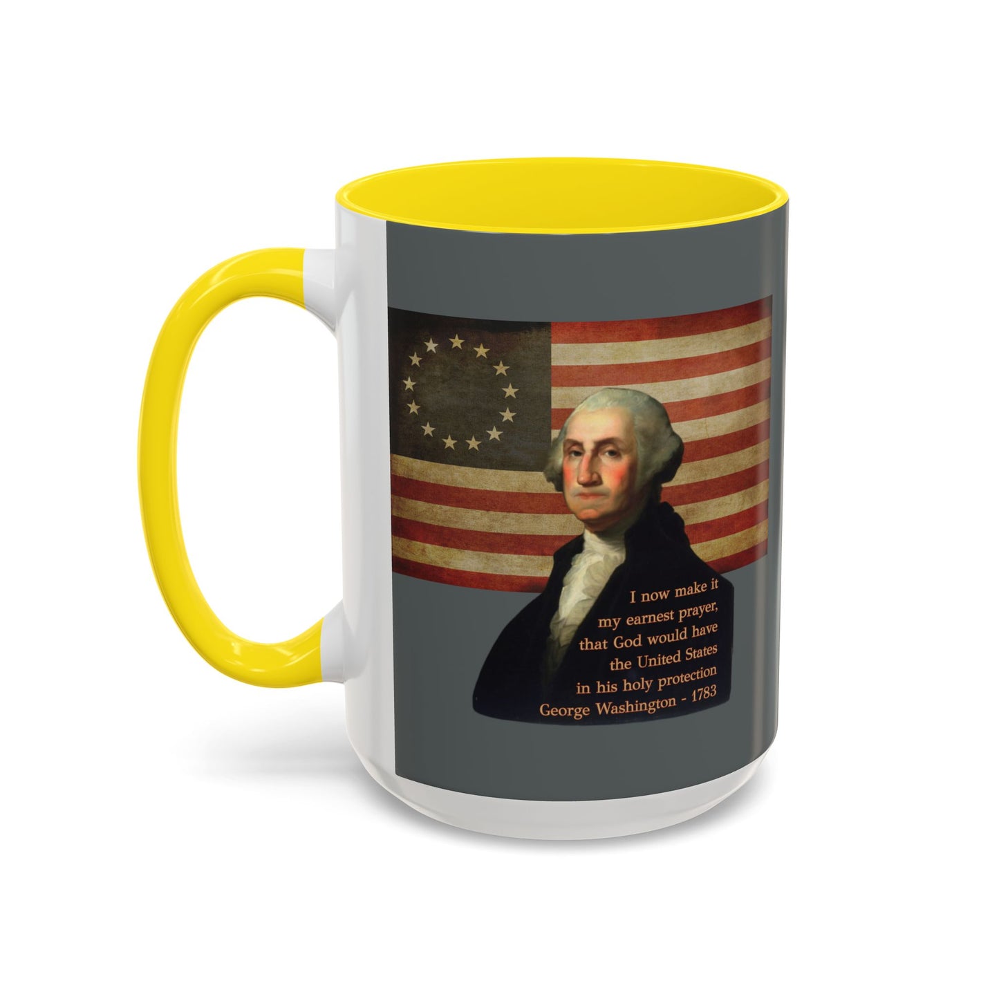 Washington's Earnest Prayer Grey Accent Mug by theGreenDragonTavern.shop