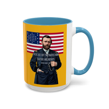 "Traitors and Patriots" Ulysses Grant Yellow Accent Mug by theGreenDragonTavern.shop