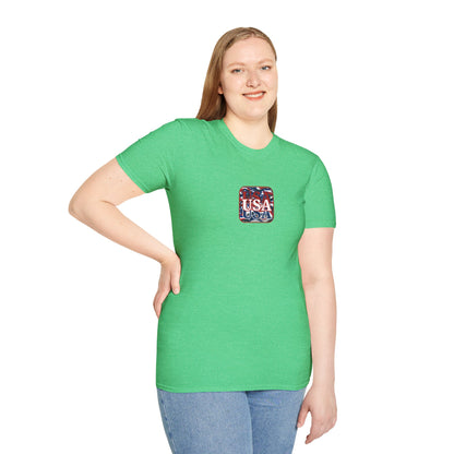 2-sided, Red WHITE and Blue USA Patriot Dark colors Unisex T-Shirt by theGreenDragonTavern.shop