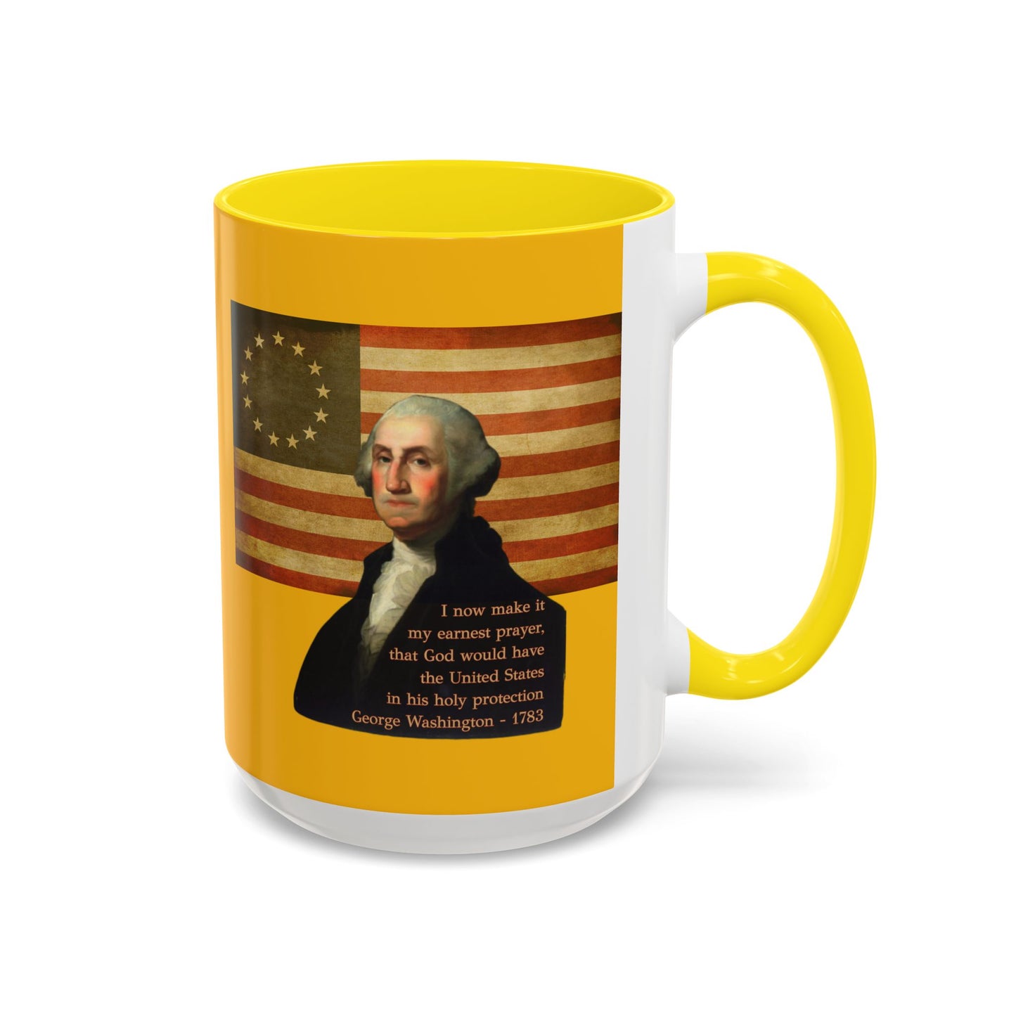 Washington's Earnest Prayer Yellow Accent Mug by theGreenDragonTavern.shop