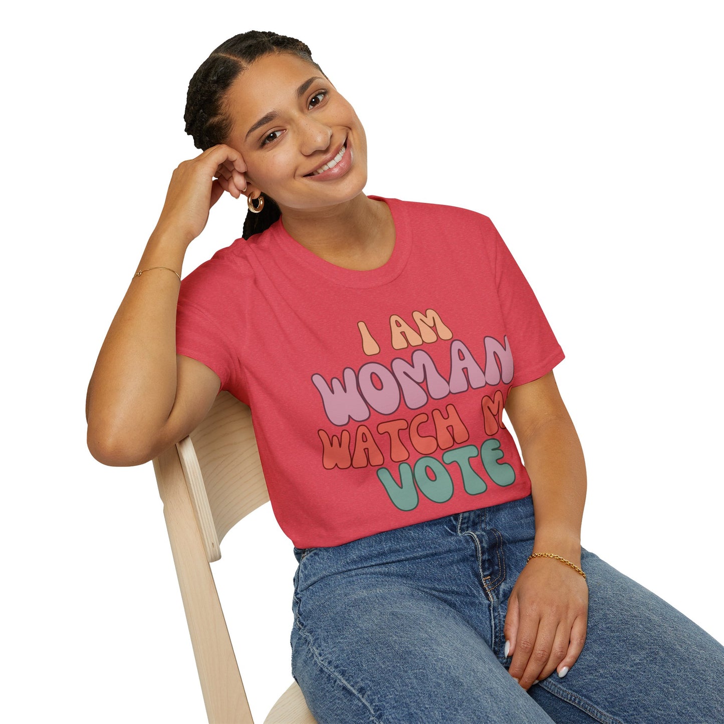 I Am Woman Watch Me Vote LTcolors Unisex T-Shirt by theGreenDragonTavern.shop