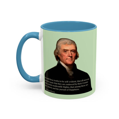 We hold these truths to be self-evident Light Green Accent Mug by theGreenDragonTavern.shop