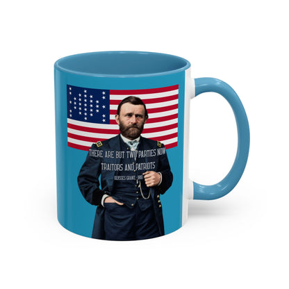 "Traitors and Patriots" Ulysses Grant Turquoise Accent Mug by theGreenDragonTavern.shop