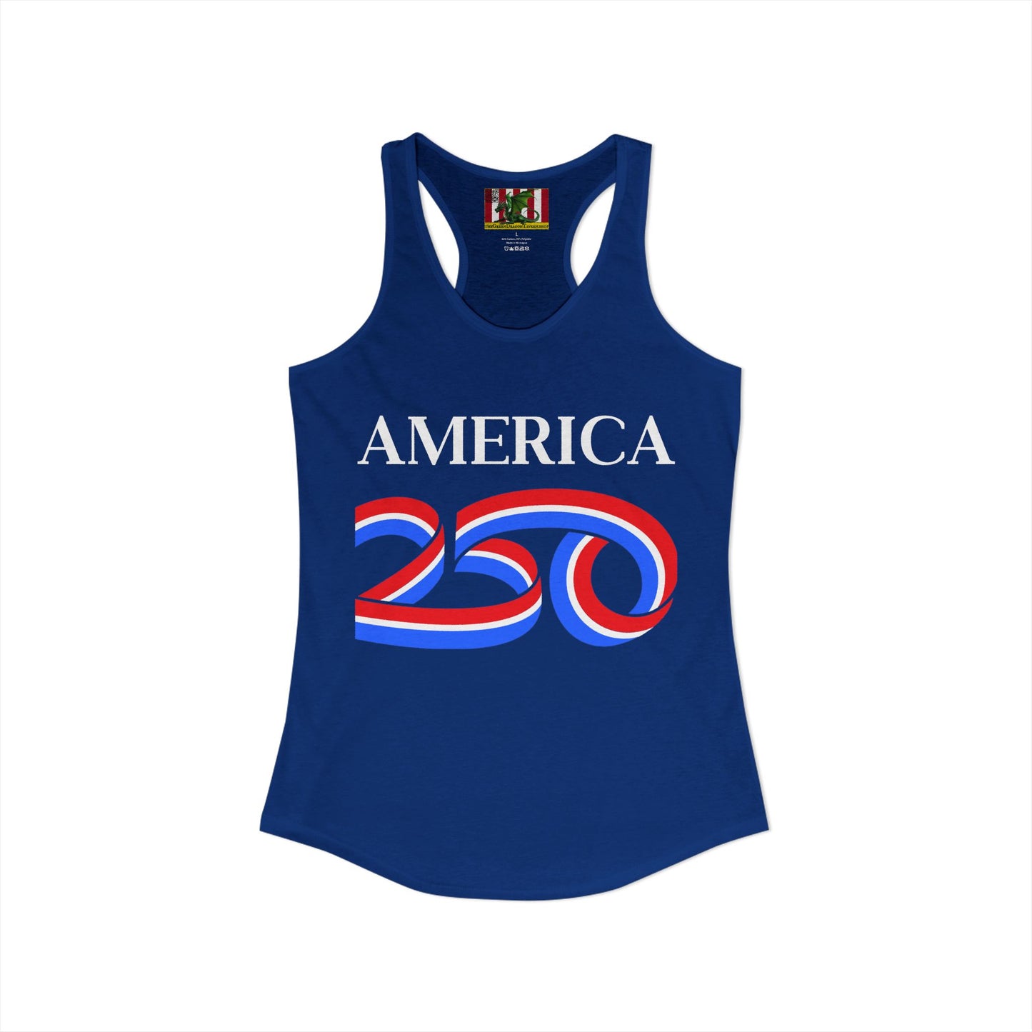 America 250 White font Women's Racerback Tank Top by theGreenDragonTavern.shop