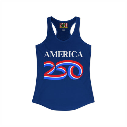 America 250 White font Women's Racerback Tank Top by theGreenDragonTavern.shop