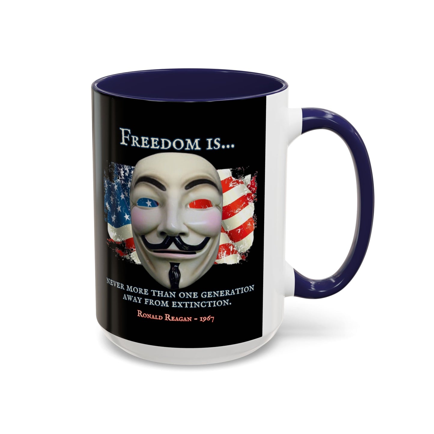 Ronald Reagan Freedom Vendetta Black Accent Mug by theGreenDragonTavern.shop