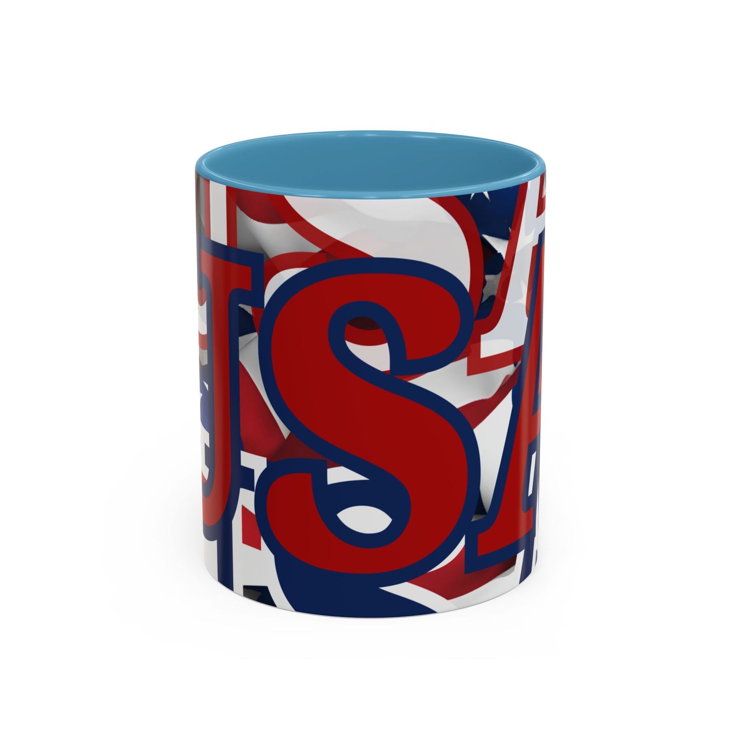 USA! USA! USA Red font Patriot Red Accent Mug by theGreenDragonTavern.shop