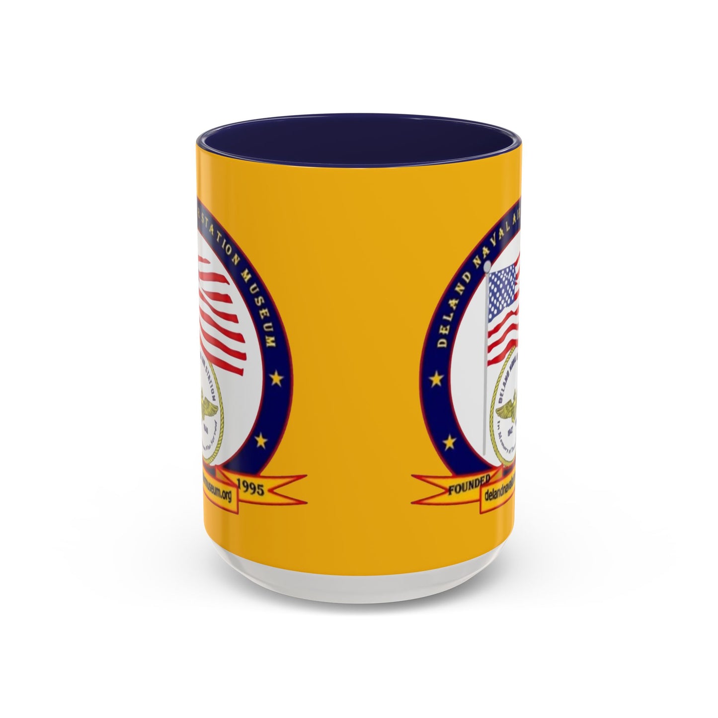 DeLand Naval Air Station Museum Yellow Accent Mug by theGreenDragonTavern.shop