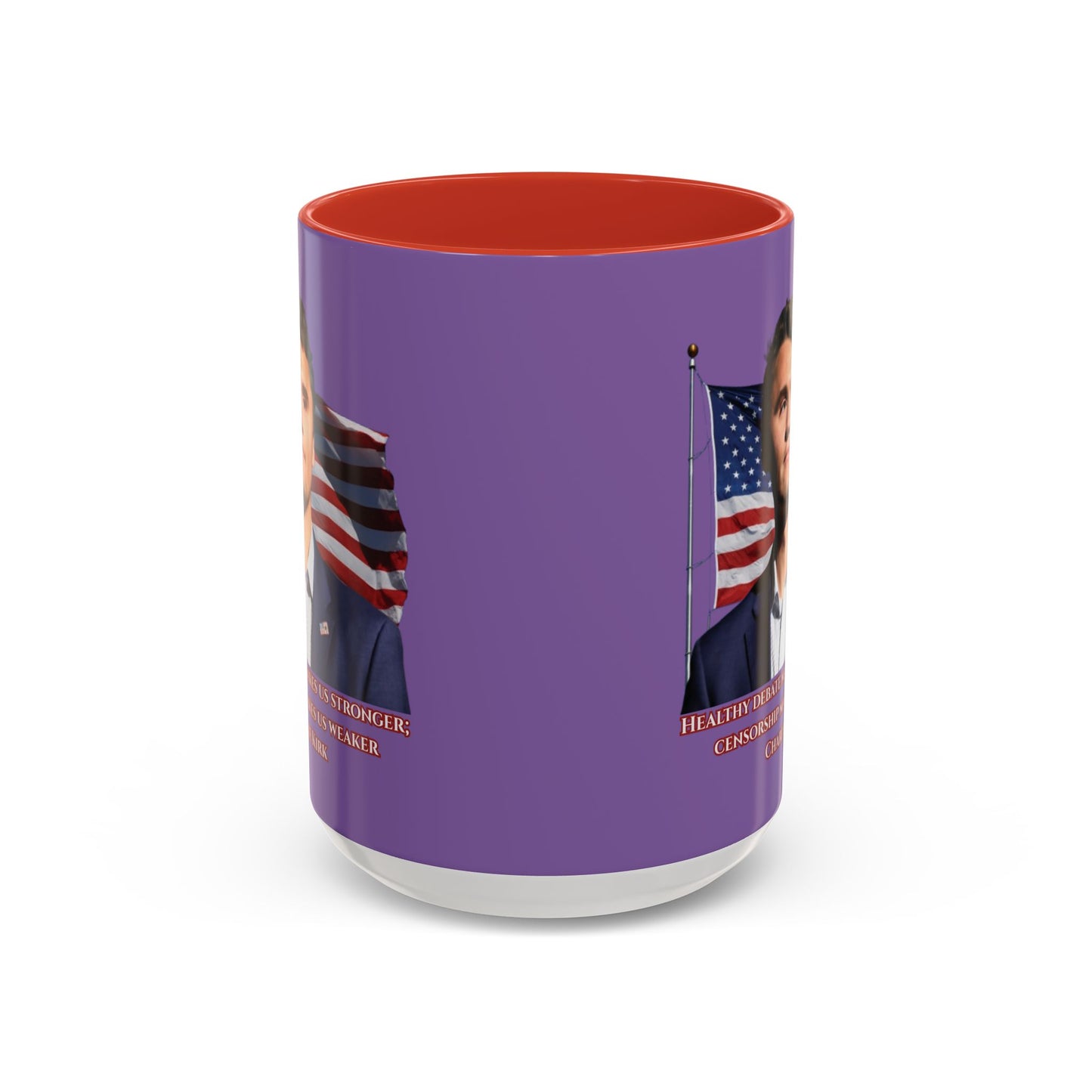 Charlie Kirk, Healthy Debate Light Purple Accent Mug by theGreenDragonTavern.shop