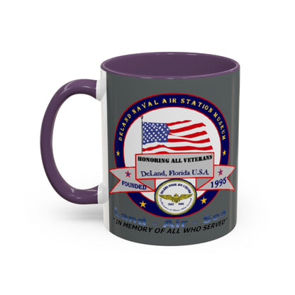 DNASM 2-sided, Founding & Student Art w/Navy Ring Grey Accent Mug by theGreenDragonTavern.shop
