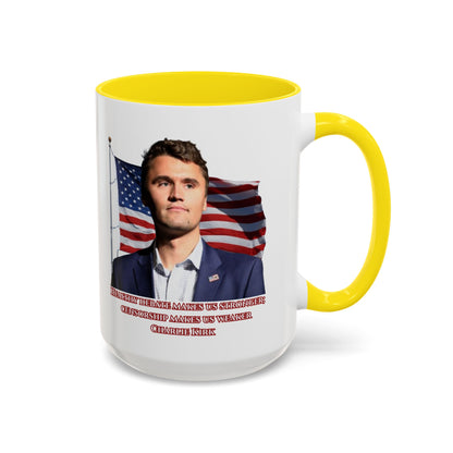 Charlie Kirk, Healthy Debate White Accent Mug by theGreenDragonTavern.shop