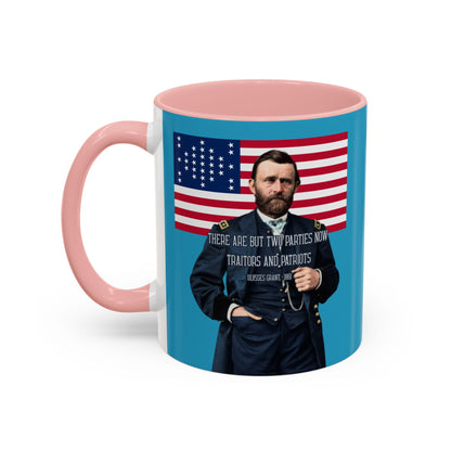 "Traitors and Patriots" Ulysses Grant Turquoise Accent Mug by theGreenDragonTavern.shop