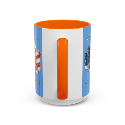 Vendetta, "Give me liberty, or give me death!" Blue Accent Mug by theGreenDragonTavern.shop