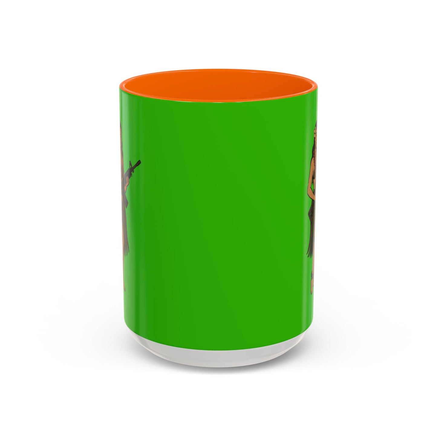 Hula Girl Packin' Heat Light Green Accent Mug by theGreenDragonTavern.shop