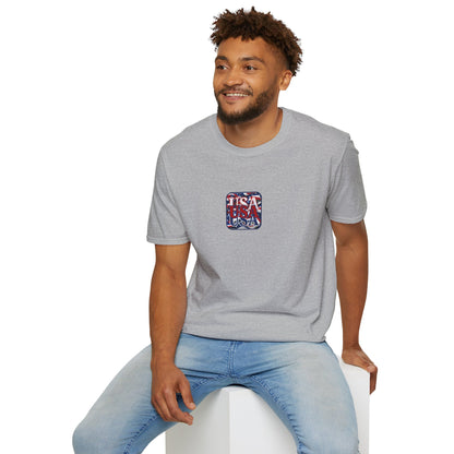 2-sided, RED White and Blue USA Patriot Light colors Unisex T-Shirt by theGreenDragonTavern.shop