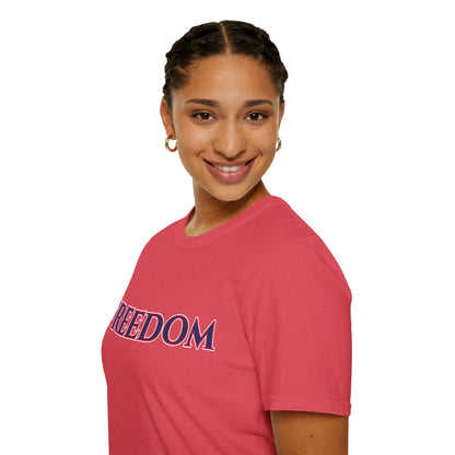 Freedom, Blue font, Light colors Unisex T-Shirt by theGreenDragonTavern.shop