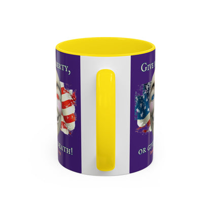 Vendetta, "Give me liberty, or give me death!" Purple Accent Mug by theGreenDragonTavern.shop