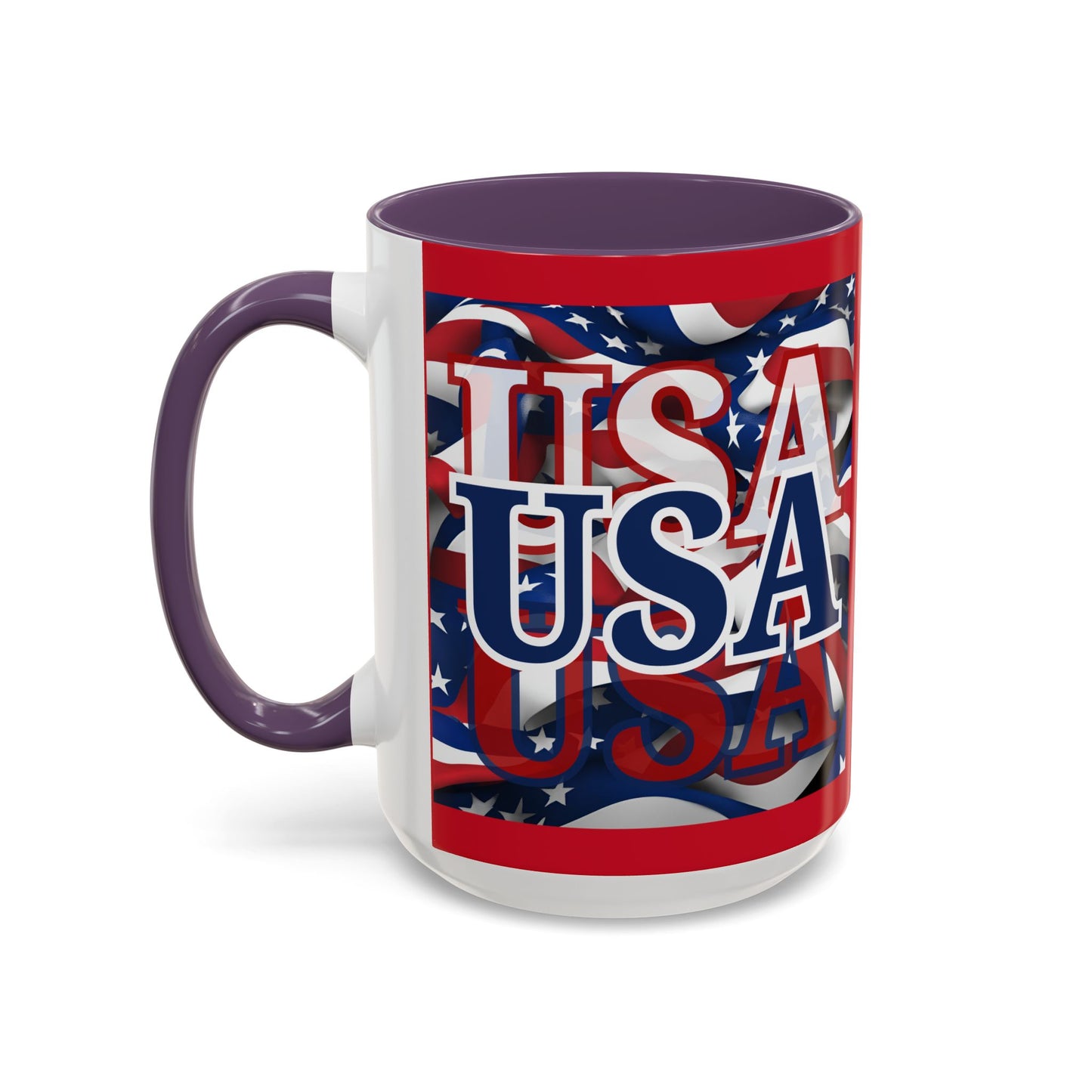 USA Blue font Center Patriot Red Accent Mug by theGreenDragonTavern.shop