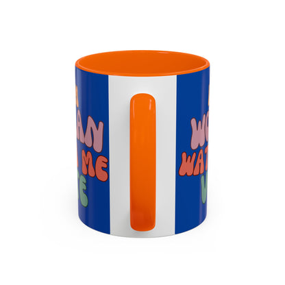I Am Woman Watch Me Vote Dark Blue Accent Mug by theGreenDragonTavern.shop