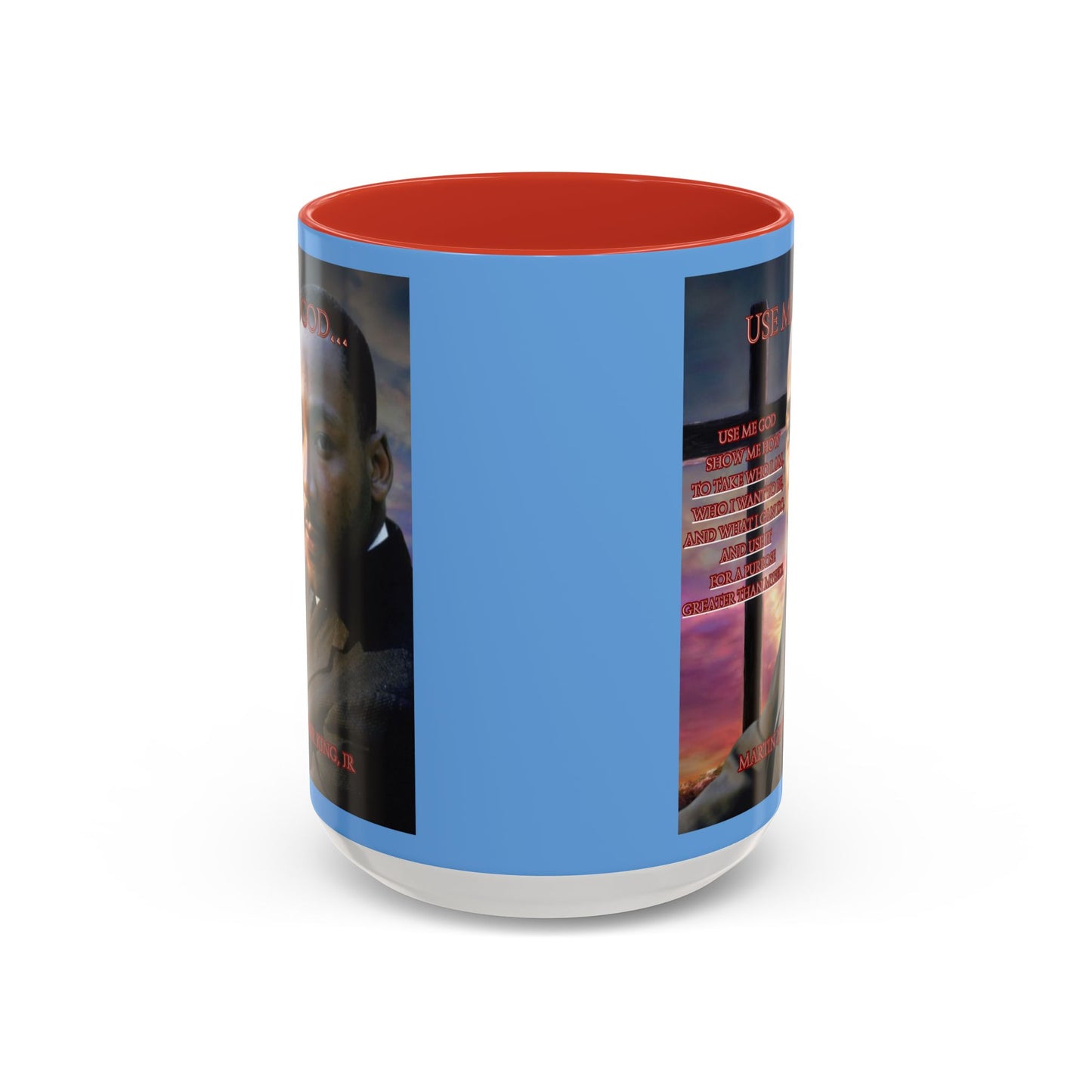 Use Me God, MLK Jr Blue Accent Mug by theGreenDragonTavern.shop