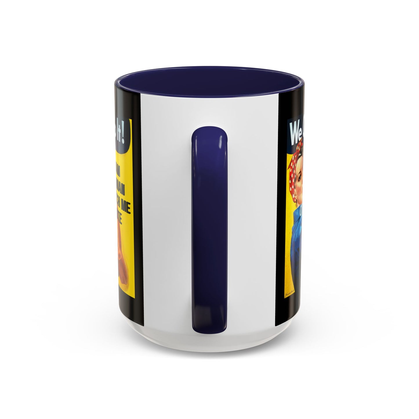 I Am Woman Watch Me Vote Rosie Black Accent Mug by theGreenDragonTavern.shop
