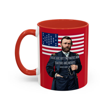 "Traitors and Patriots" Ulysses Grant Red Accent Mug by theGreenDragonTavern.shop