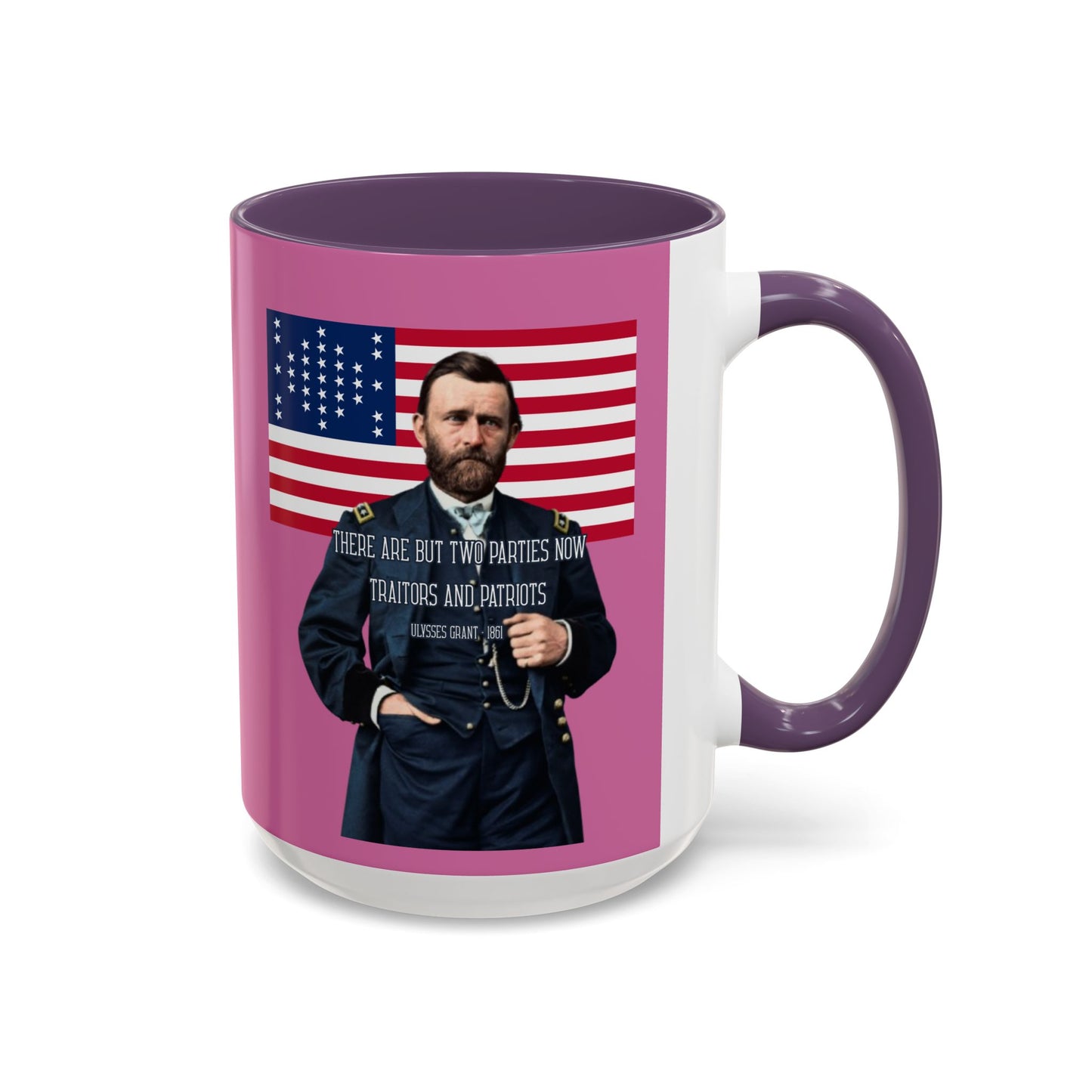 "Traitors and Patriots" Ulysses Grant Pink Accent Mug by theGreenDragonTavern.shop