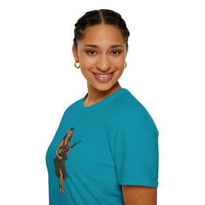 Hula Girl Packin' Heat Dark colors Unisex T-Shirt by theGreenDragonTavern.shop
