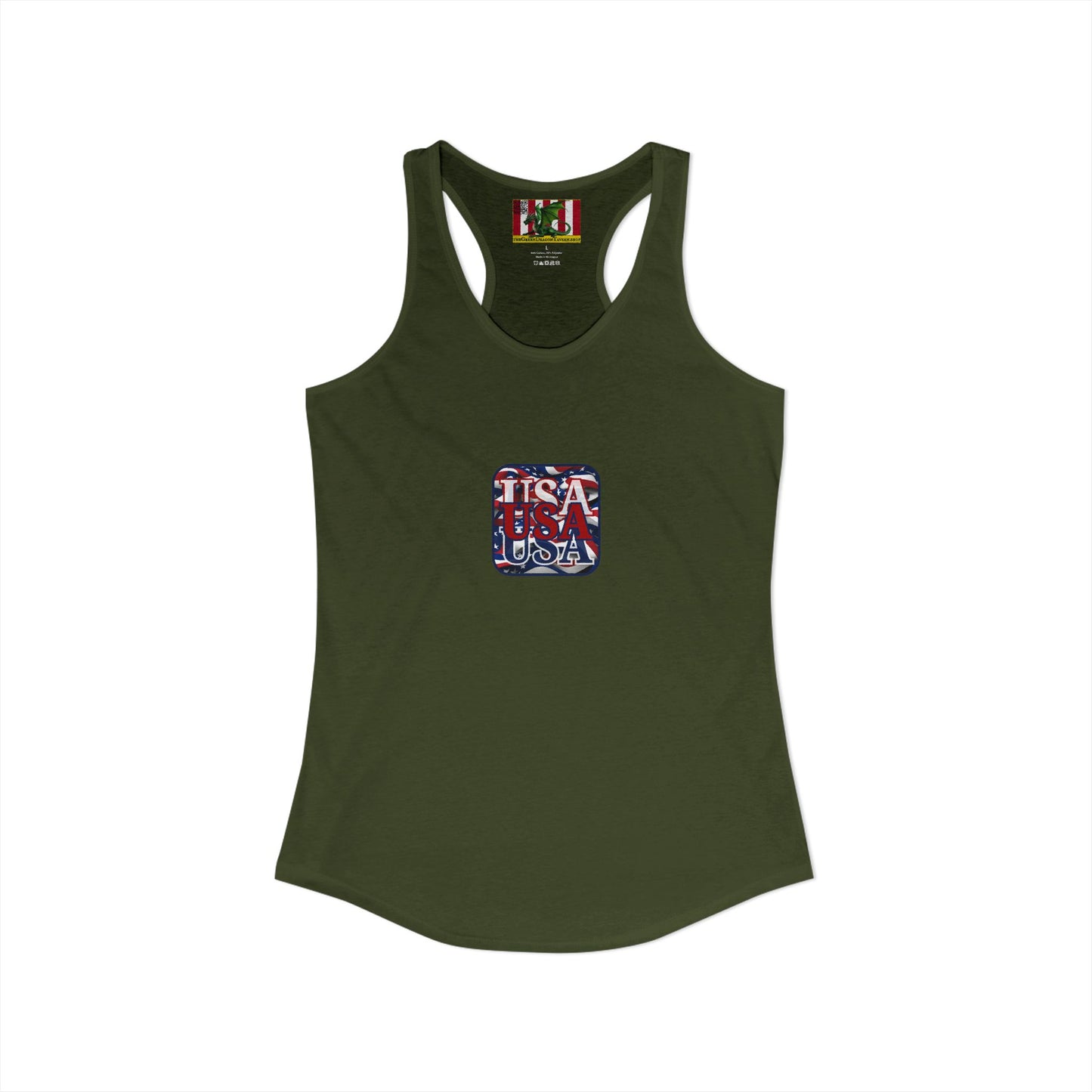 2-sided, RED White and Blue USA Patriot Women's Racerback Tank Top by theGreenDragonTavern.shop