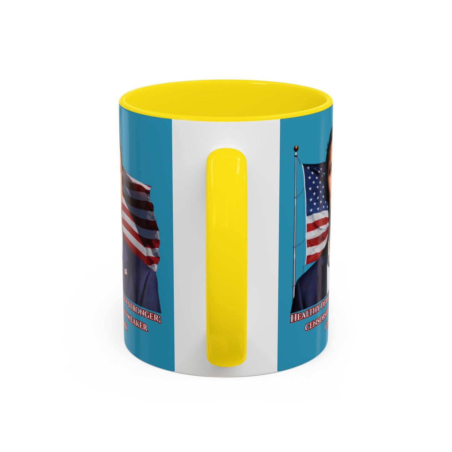 Charlie Kirk, Healthy Debate Turquoise Accent Mug by theGreenDragonTavern.shop