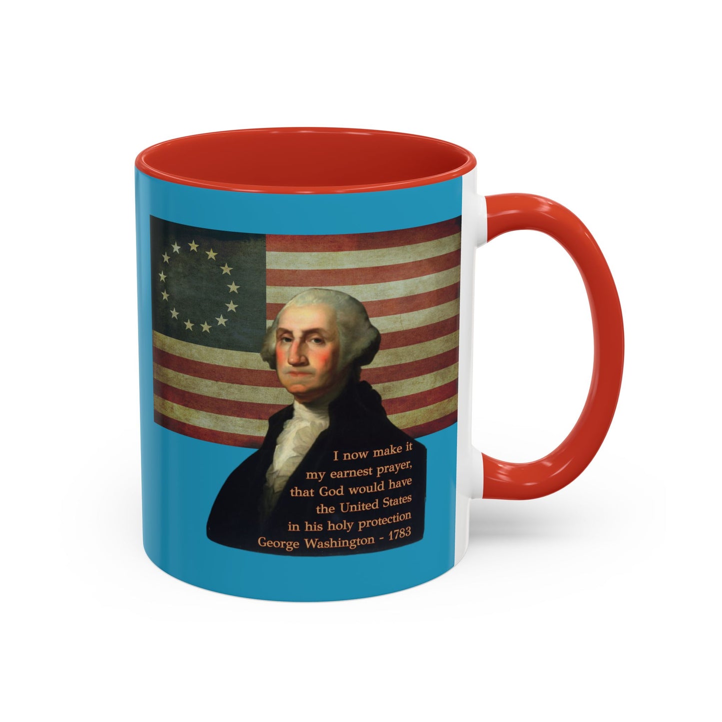 Washington's Earnest Prayer Turquoise Accent Mug by theGreenDragonTavern.shop