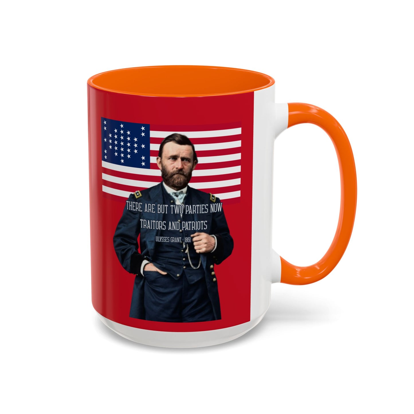 "Traitors and Patriots" Ulysses Grant Red Accent Mug by theGreenDragonTavern.shop