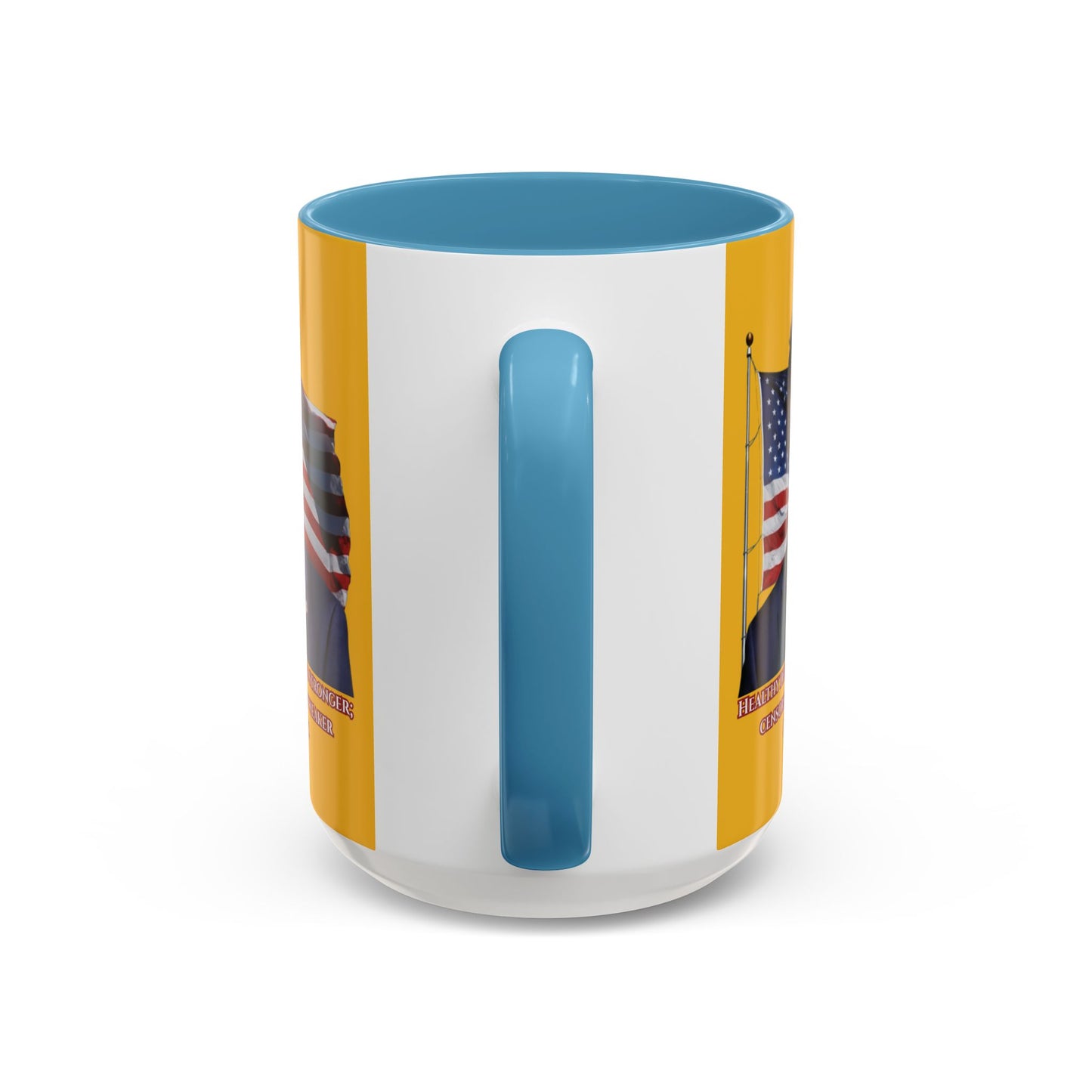 Charlie Kirk, Healthy Debate Yellow Accent Mug by theGreenDragonTavern.shop