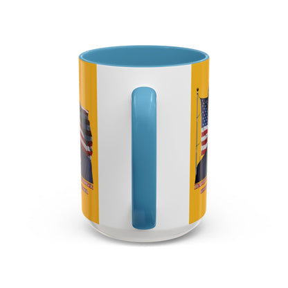 Charlie Kirk, Healthy Debate Yellow Accent Mug by theGreenDragonTavern.shop