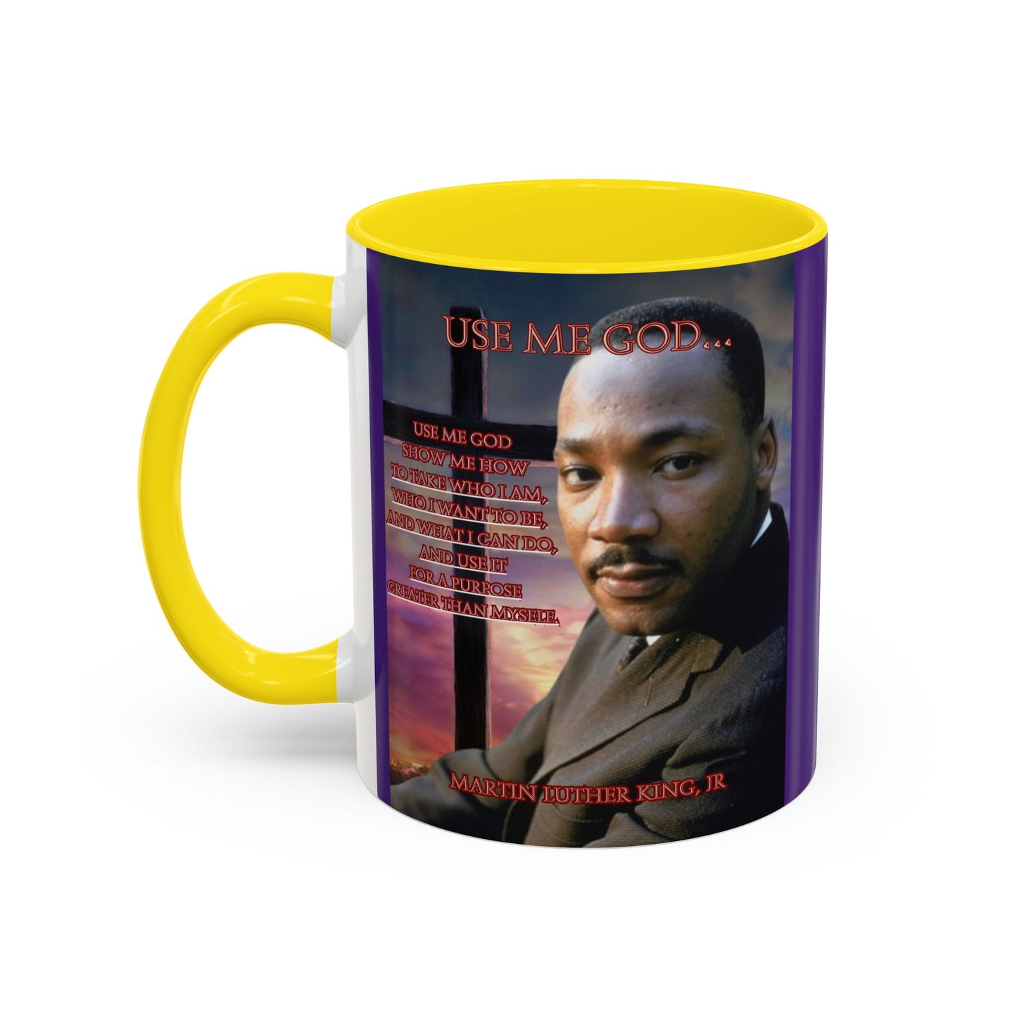 Use Me God, MLK Jr Purple Accent Mug by theGreenDragonTavern.shop