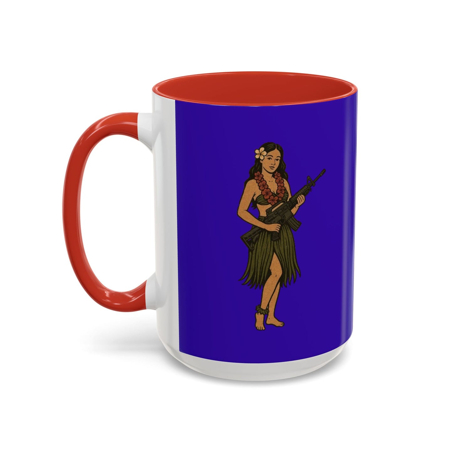 Hula Girl Packin' Heat Dark Purple Accent Mug by theGreenDragonTavern.shop