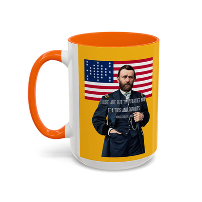 "Traitors and Patriots" Ulysses Grant Yellow Accent Mug by theGreenDragonTavern.shop