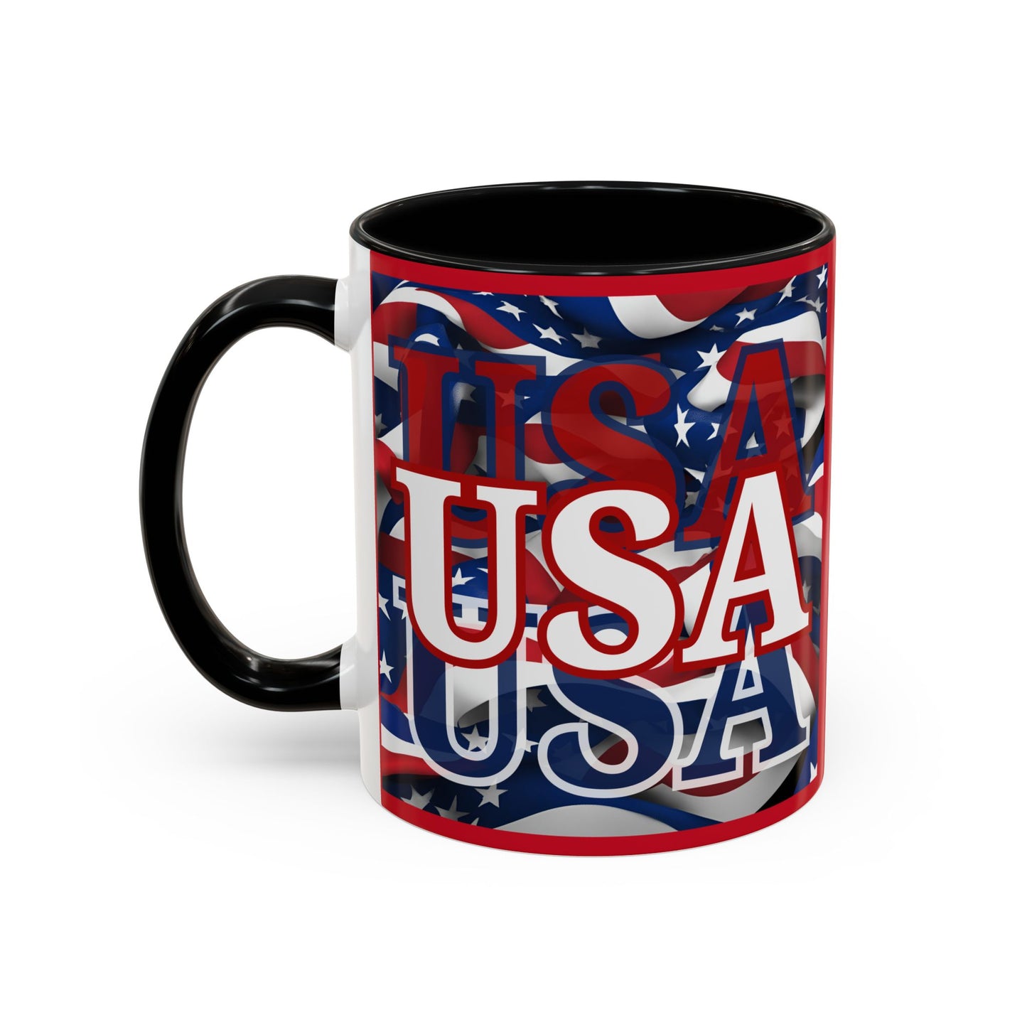 USA White font Center Patriot Red Accent Mug by theGreenDragonTavern.shop