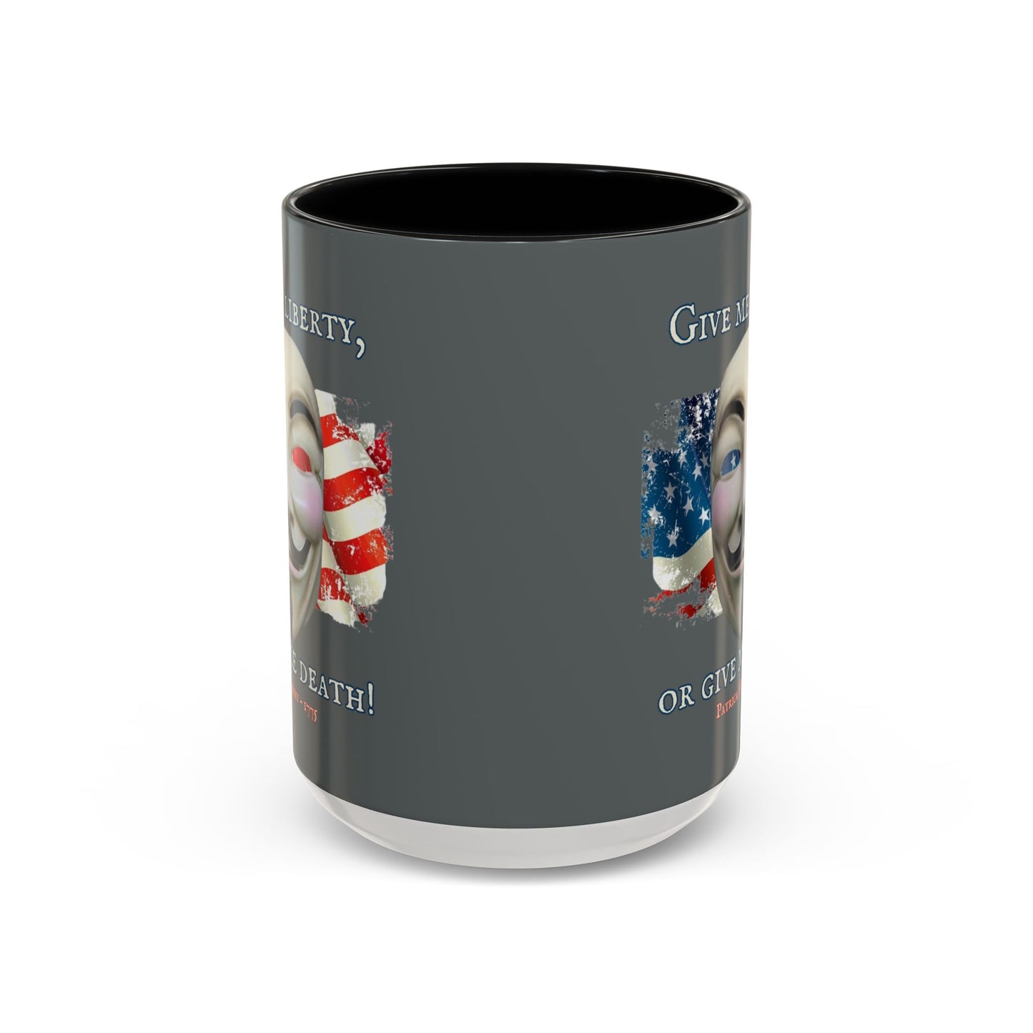 Vendetta, "Give me liberty, or give me death!" Grey Accent Mug by theGreenDragonTavern.shop