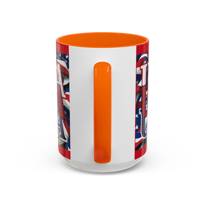 USA Red font Center Patriot Red Accent Mug by theGreenDragonTavern.shop