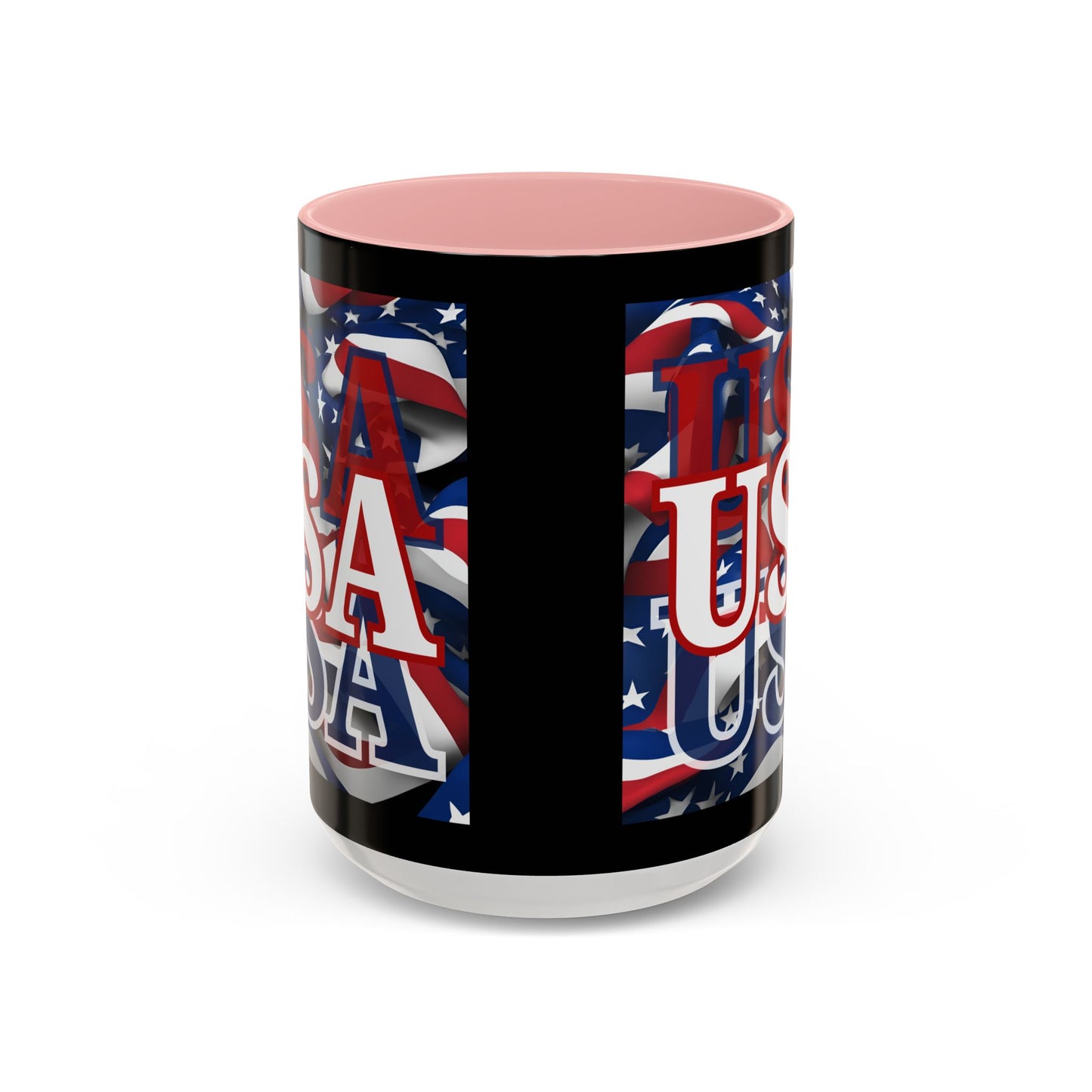 USA White font Center Patriot Black Accent Mug by theGreenDragonTavern.shop