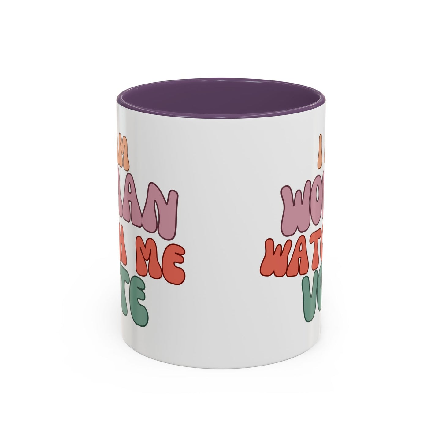 I Am Woman Watch Me Vote White Accent Mug by theGreenDragonTavern.shop