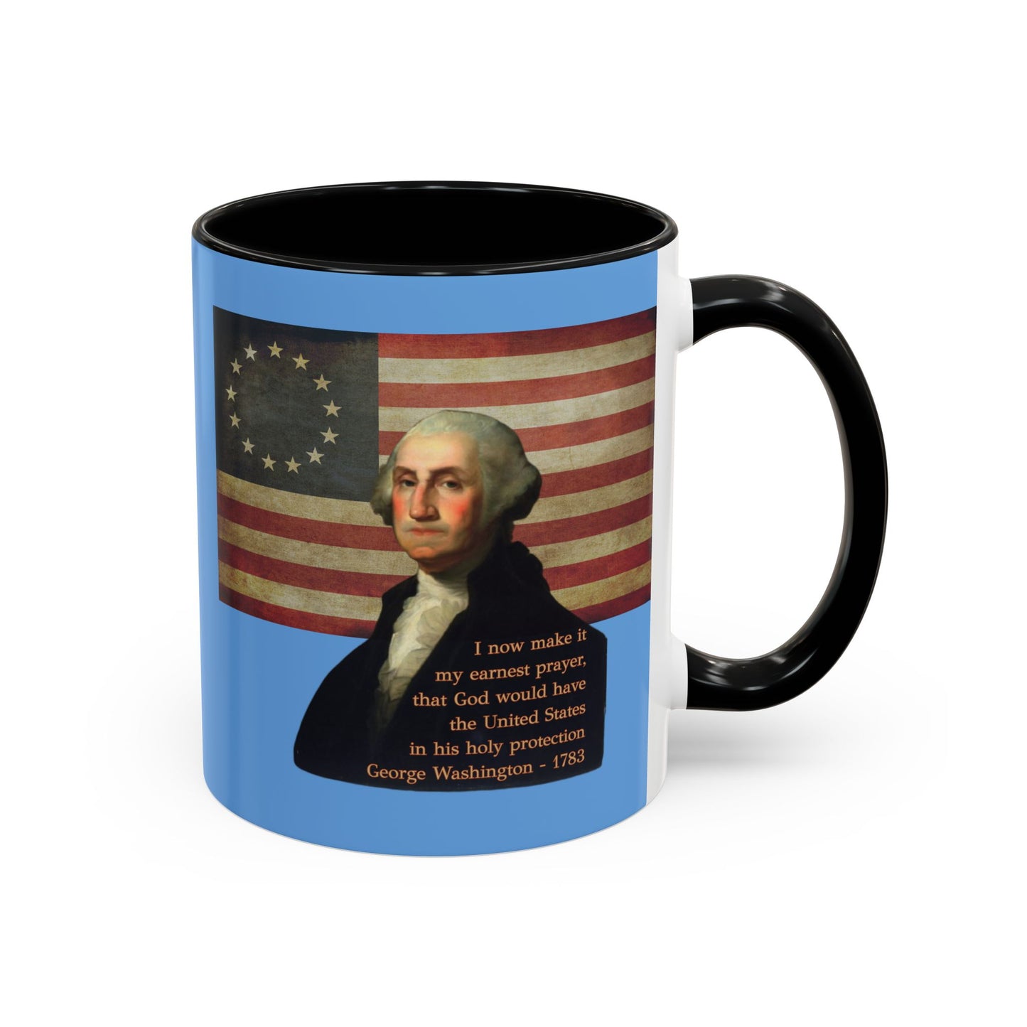 Washington's Earnest Prayer Light Blue Accent Mug by theGreenDragonTavern.shop