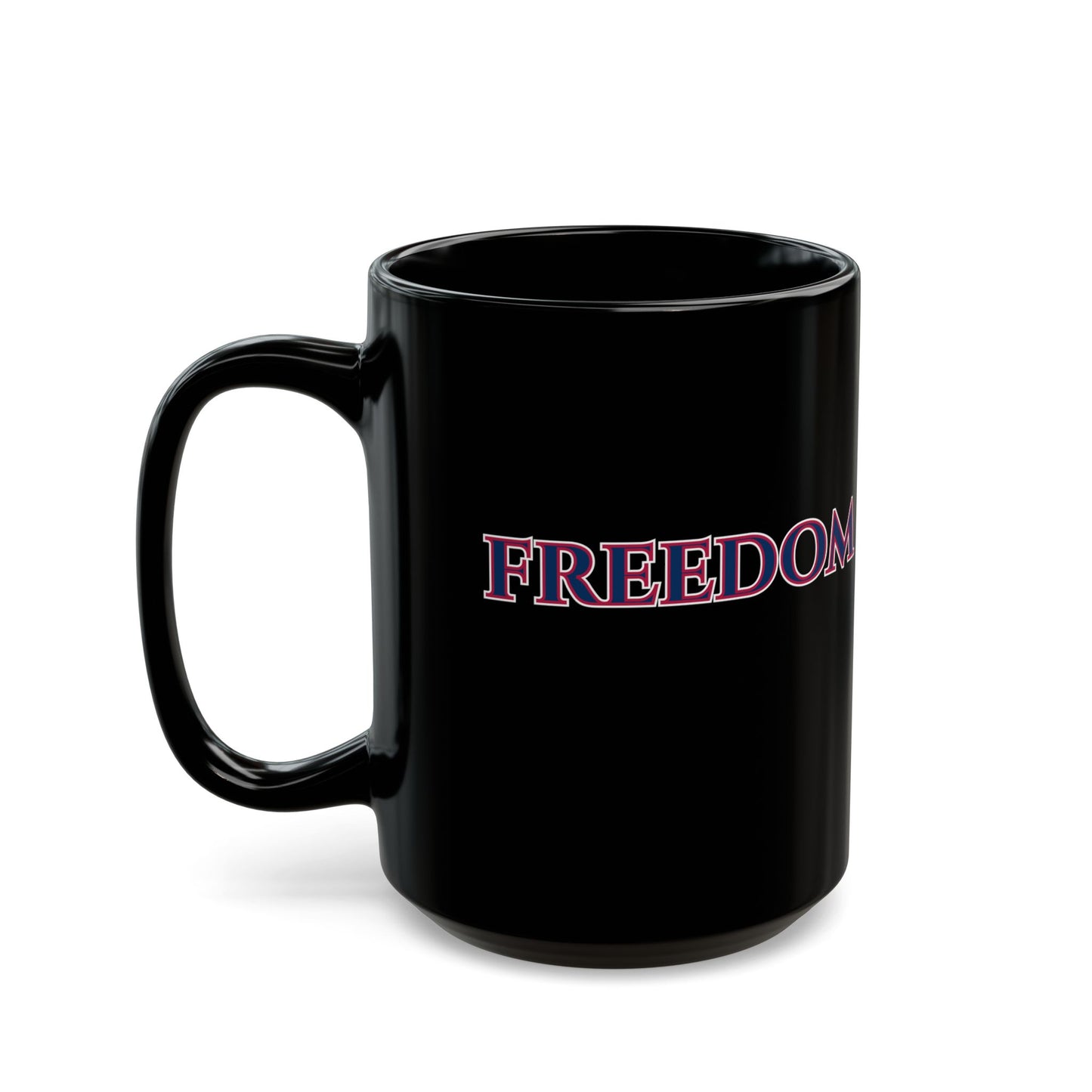Freedom, Blue font, Black Mug by theGreenDragonTavern.shop