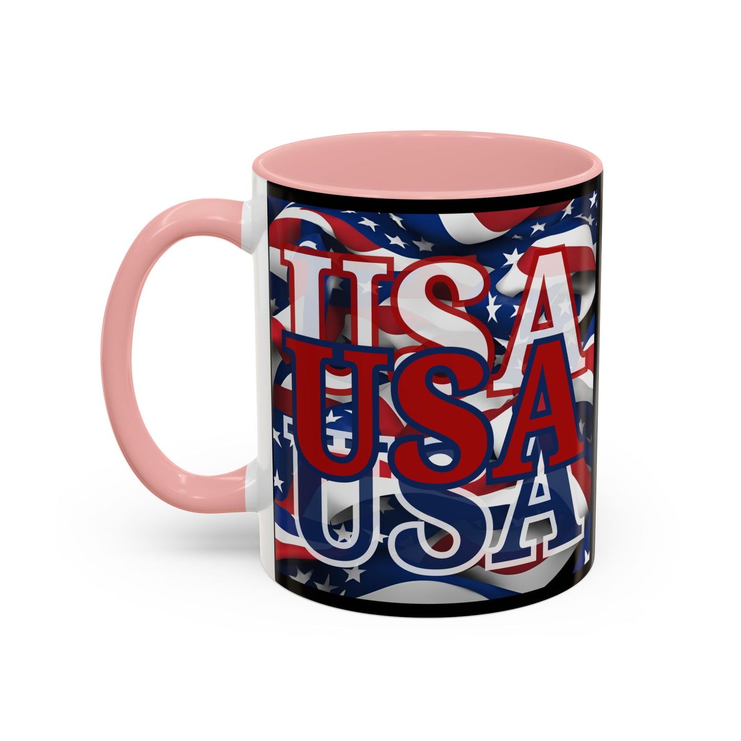 USA Red font Center Patriot Black Accent Mug by theGreenDragonTavern.shop
