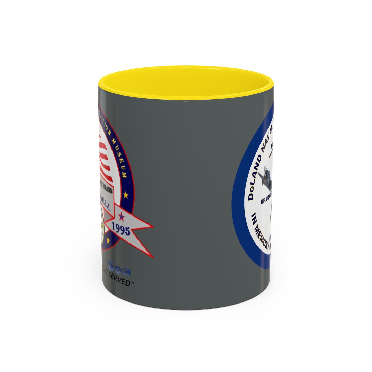 DNASM 2-sided, Founding & Student Art w/Navy Ring Grey Accent Mug by theGreenDragonTavern.shop