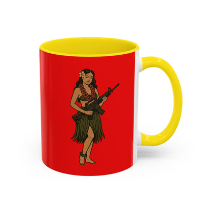 Hula Girl Packin' Heat Red Accent Mug by theGreenDragonTavern.shop
