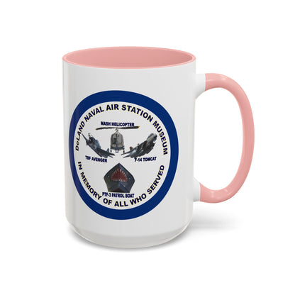 DNASM 2-sided, Founding & Student Art w/Navy Ring White Accent Mug by theGreenDragonTavern.shop