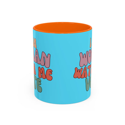 I Am Woman Watch Me Vote Light Blue Accent Mug by theGreenDragonTavern.shop