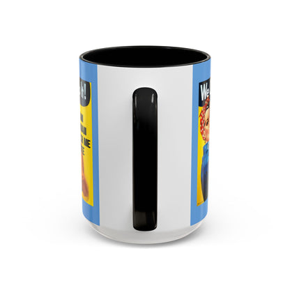 I Am Woman Watch Me Vote Rosie Light Blue Accent Mug by theGreenDragonTavern.shop